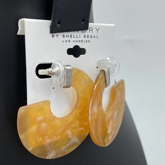Yellow Resin Hoop Earrings Laundry by Shelli Segal - Picture 3 of 6